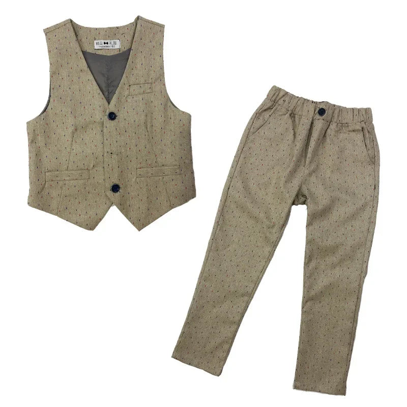 Slim Fit Kids Boys Plaid Vest Formal Wedding/Party Suit Sets