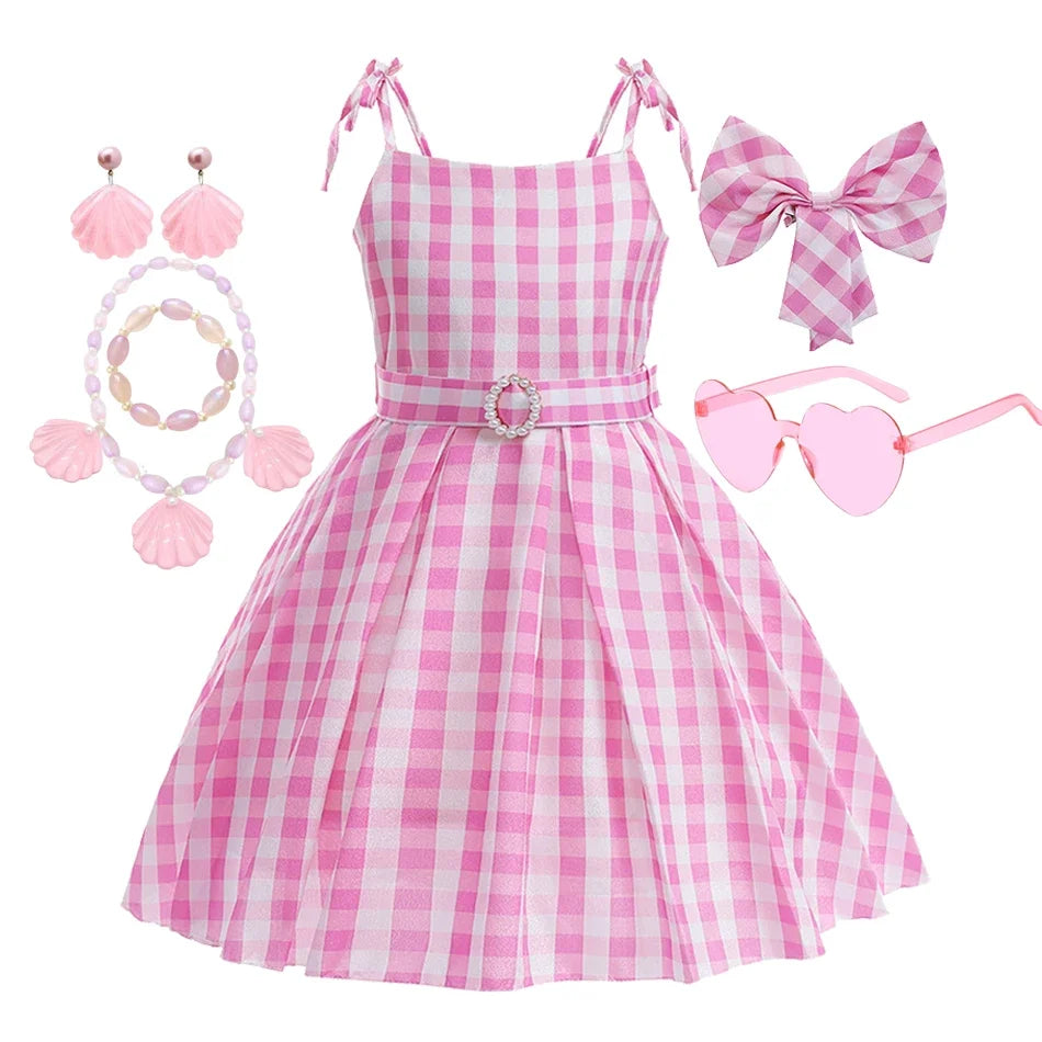 Kids Girls Starry Vest Top Pants Scarf Barbie Costume for Halloween