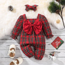 Baby Girls Long Sleeves Plaid Jumpsuit for New Year