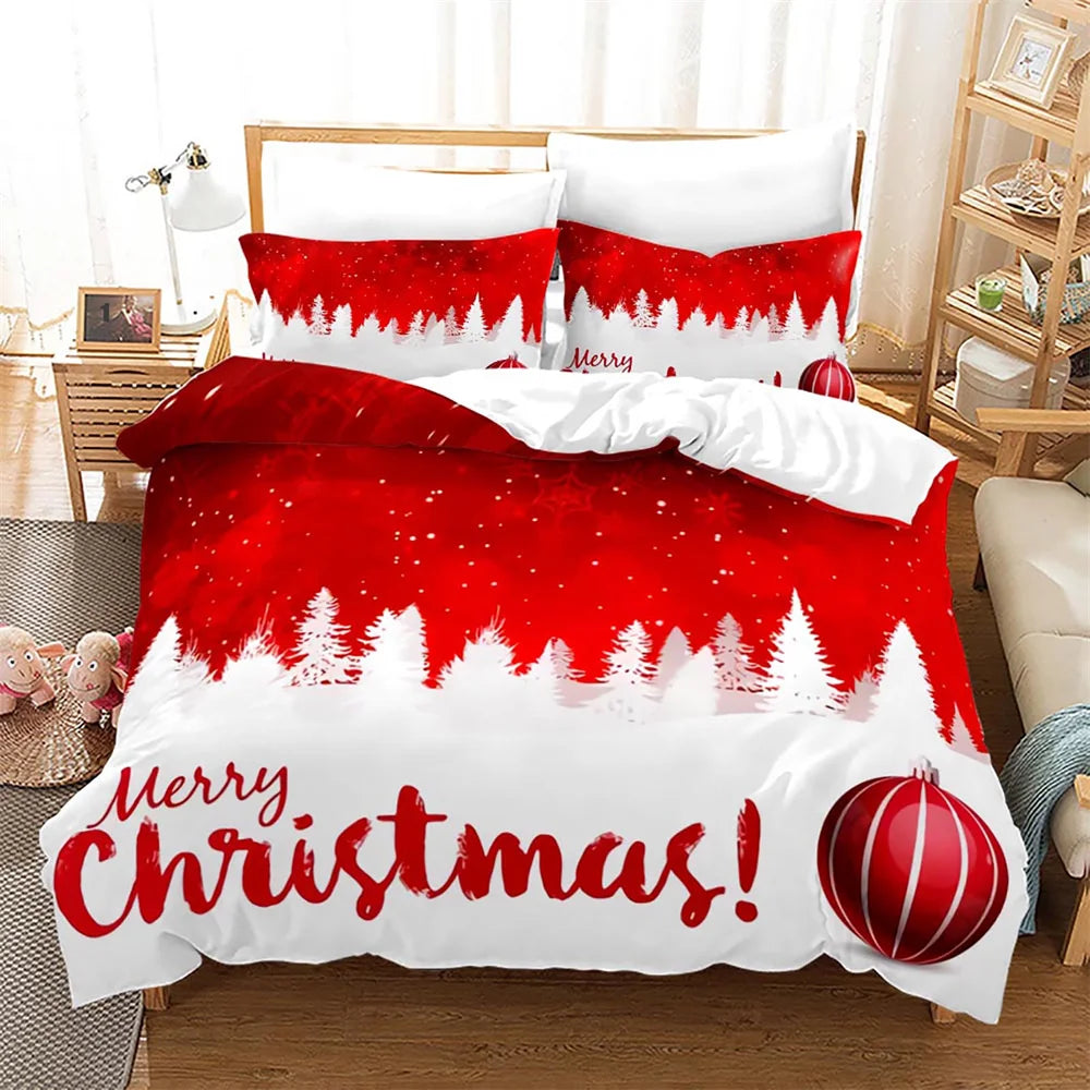 Snowflake Bells Pattern Christmas Duvet Cover Set for Kids Bed childrensterritory