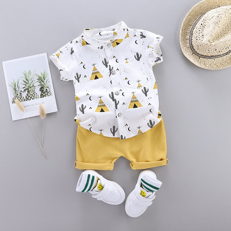 Baby Boy Pyramid Design Short-sleeved Shirt and Shorts Set childrensterritory