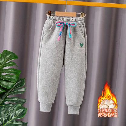 Thick Warm Fleeced Love Print Kids Sweatpants childrensterritory