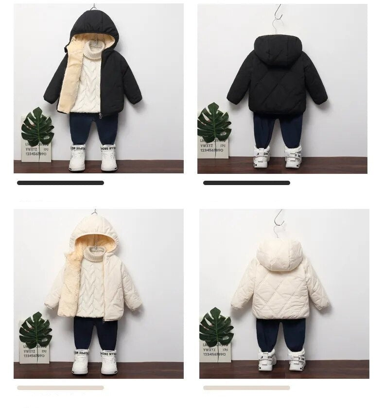 Winter Thicken Fur Hooded Warm Jackets For Kids Boys Girls childrensterritory