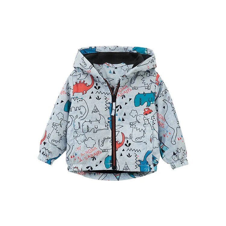 Kids Girl Flowers Cartoon Print Hooded Jackets Windbreaker childrensterritory