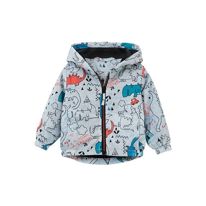 Kids Girl Flowers Cartoon Print Hooded Jackets Windbreaker childrensterritory