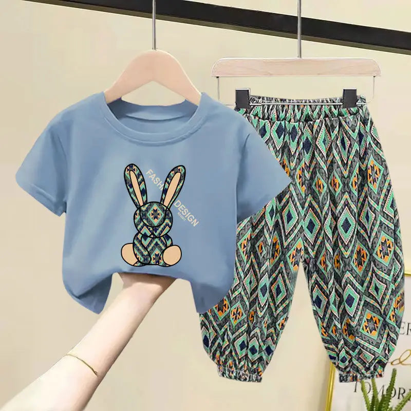 Kids Girls Korean Style Summer Two-piece Clothing Set