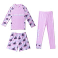 Long Sleeve Printed Sun Protection Kids 3 Piece Swimsuit