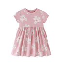 Kids Girls Soft Cotton Cartoon Print Summer Casual Dress