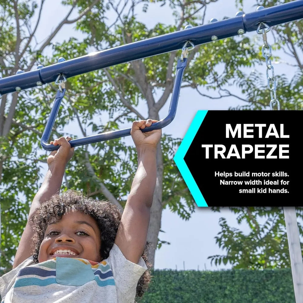 Adjustable Swing Sets Include Swing Seats, Trapeze Bar, and Glider childrensterritory