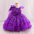 Little Girls Single Shoulder Bow Princess Dress for Birthday childrensterritory