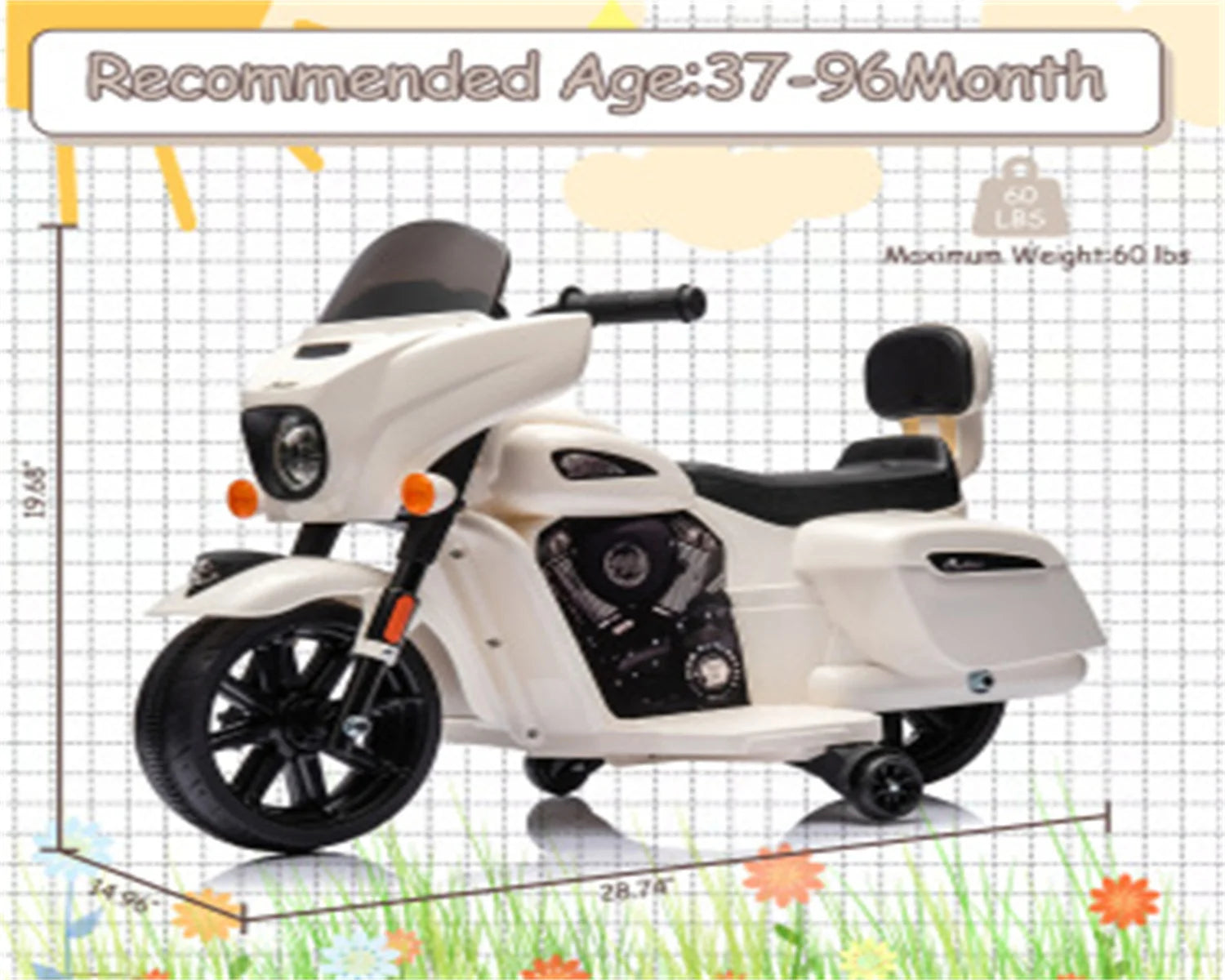 6V Ride-on Electric Motorcycle for Kids with Music and Headlight