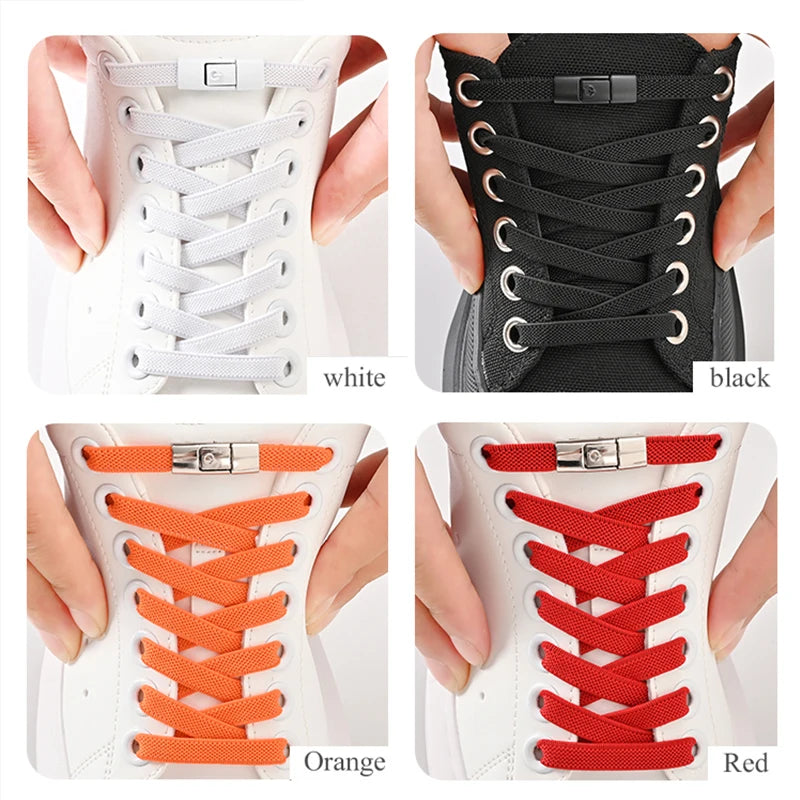 Kids 8mm Elastic Laces Press Lock Shoelaces for Shoes