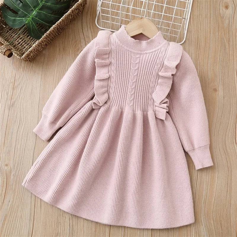 Kids Girls Elegant Princess Sweater Dresses for Winter Parties