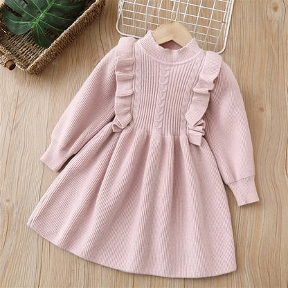 Kids Girls Elegant Princess Sweater Dresses for Winter Parties