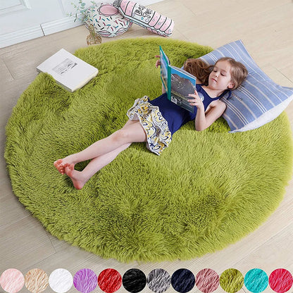 Fluffy Soft Shaggy Round Rugs For kids Bedroom