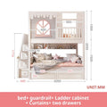 Beautiful Kids Bunk Beds with Large Storage Space and Guardrail