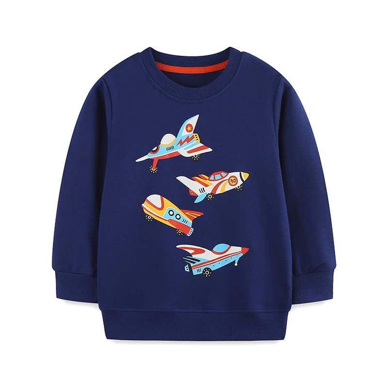 Cartoon Airplane Print Sweatshirts for Kids childrensterritory