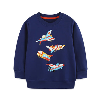 Cartoon Airplane Print Sweatshirts for Kids childrensterritory