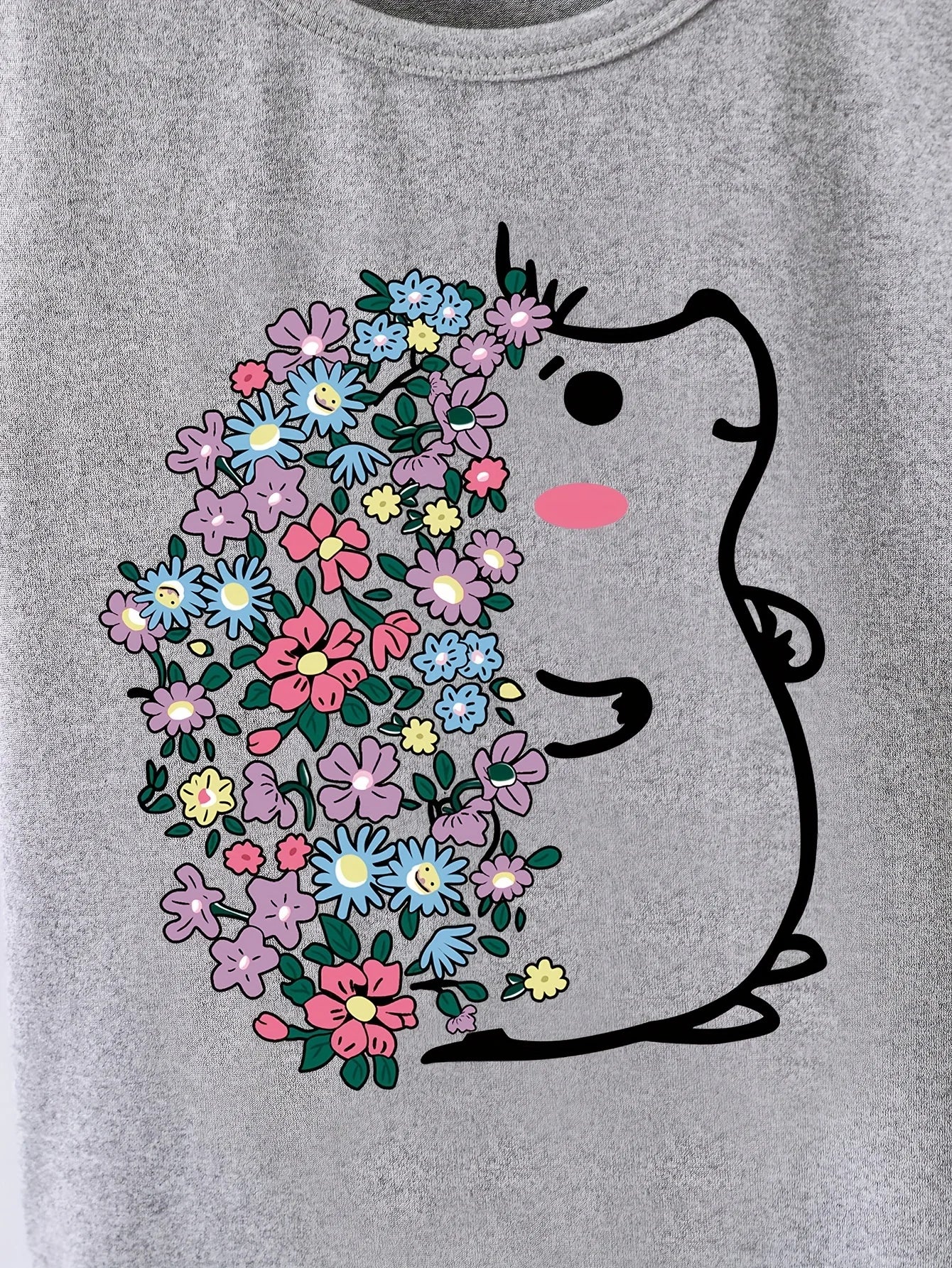Short Sleeves Crew Neck Flower Printed T-Shirts For Girls childrensterritory
