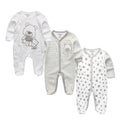Long Sleeve Overall Printed Baby Zipper Rompers
