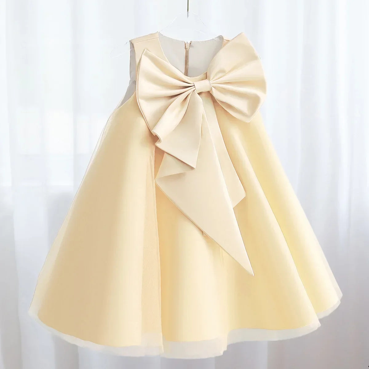 Lavender Scoop Neck Puff Girls Birthday Party Dresses