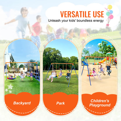 Outdoor Swing Set with 1 Saucer Swing Seat for Kids childrensterritory