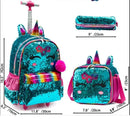 3 in 1 Sequin Design Kids Girls Rolling School Bag/Suitcase Set