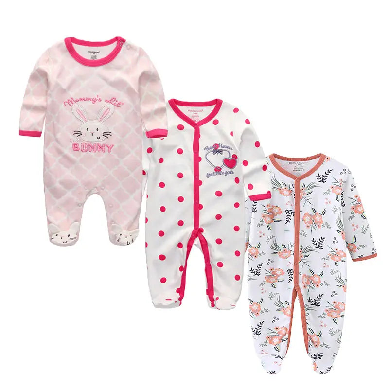 Long Sleeve Overall Printed Baby Zipper Rompers