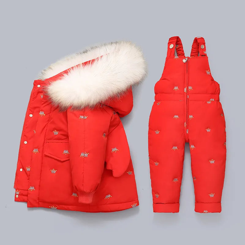 Little Boys Girls Thick Warm Down Jacket Jumpsuit Clothing Set childrensterritory