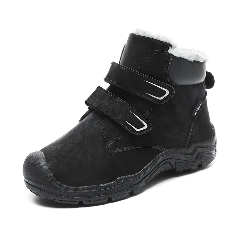 Kids Suede Fashion High Top Hook And Loop Warm Shoes childrensterritory