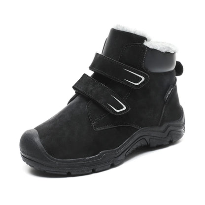 Kids Suede Fashion High Top Hook And Loop Warm Shoes childrensterritory