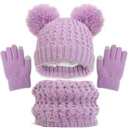 Thick Knitting Warm Baby/Kids Hat Gloves Scarf Set childrensterritory
