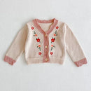 Solid Color Long Sleeve Infant Girls Knitted Cardigans childrensterritory