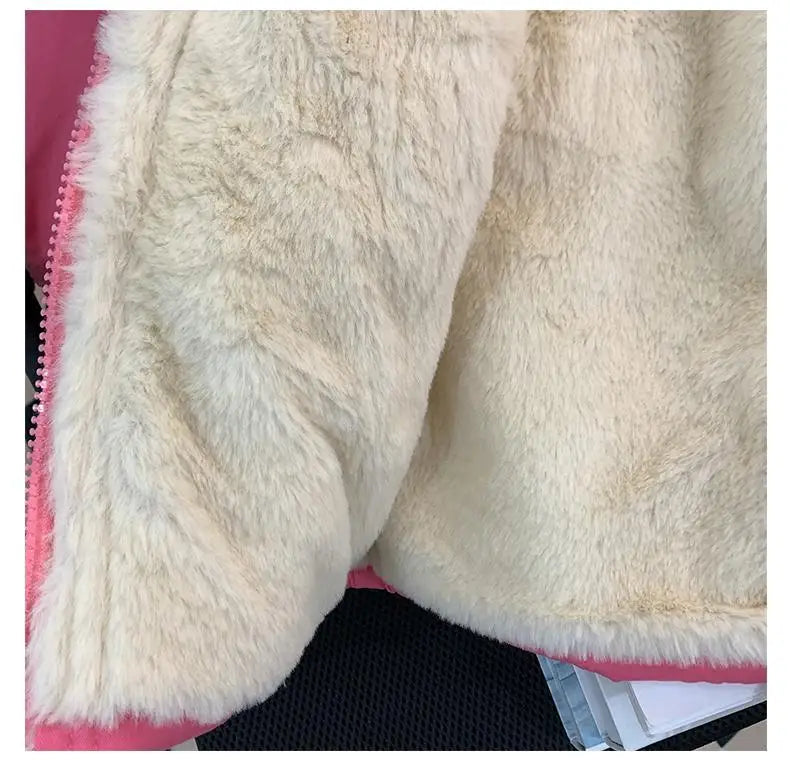 Girls’ Long-Sleeved Soft And Fluffy Winter Jackets childrensterritory