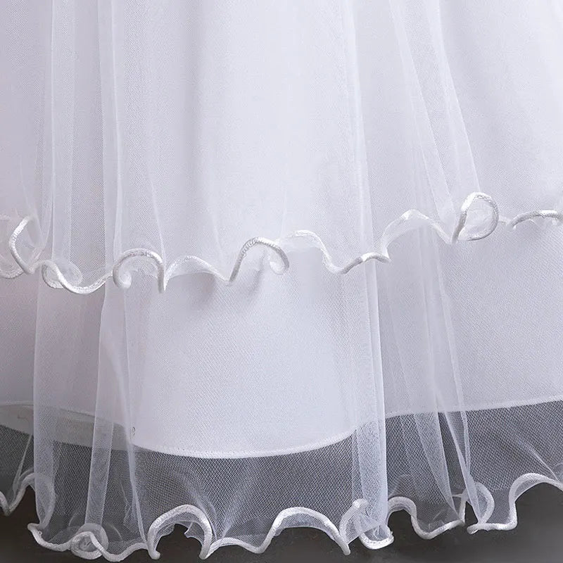 Flower Lace Design Short Sleeve Dress For Girls childrensterritory
