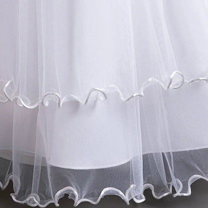 Flower Lace Design Short Sleeve Dress For Girls childrensterritory