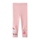 Rainbow Flower Print Cotton Pink Leggings For Kids Girls childrensterritory