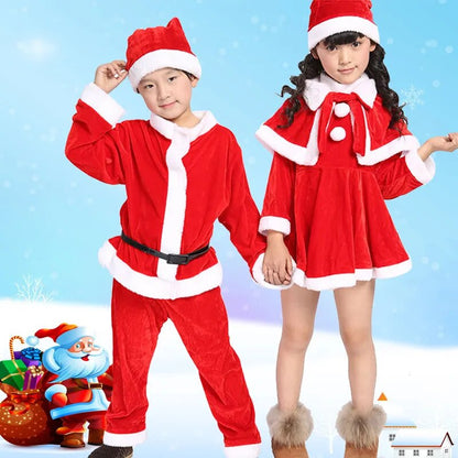 Kids Red Santa Claus Party Dress Set for Christmas childrensterritory