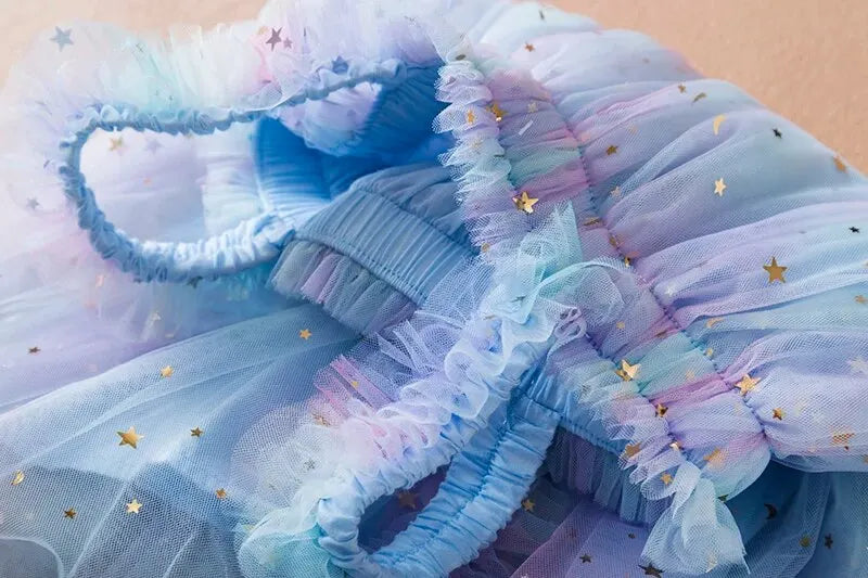 Baby Girls Sleeveless Rainbow Color Tulle Birthday Party Dresses childrensterritory