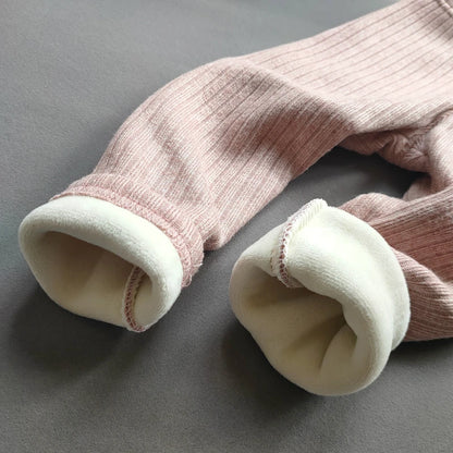 Kids Girls Warm Cotton Ribbed Leggings