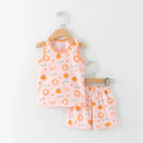 Kid Boy Girl Cartoon Design Sleeveless Cotton Vest and Pajamas Sets childrensterritory