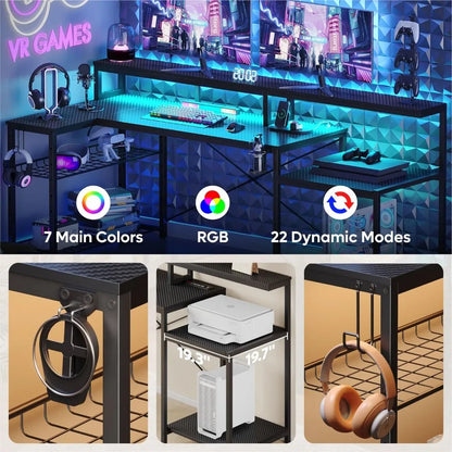 LED Computer Desk with Long Monitor Stand childrensterritory