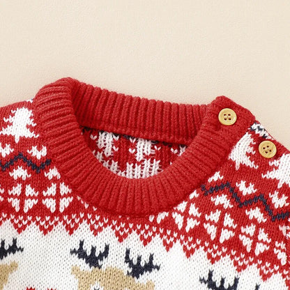Reindeer Design Knitted Baby Christmas Pullover childrensterritory