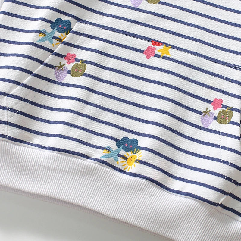 Girls Striped Cotton Hoodies for Autumn Spring childrensterritory