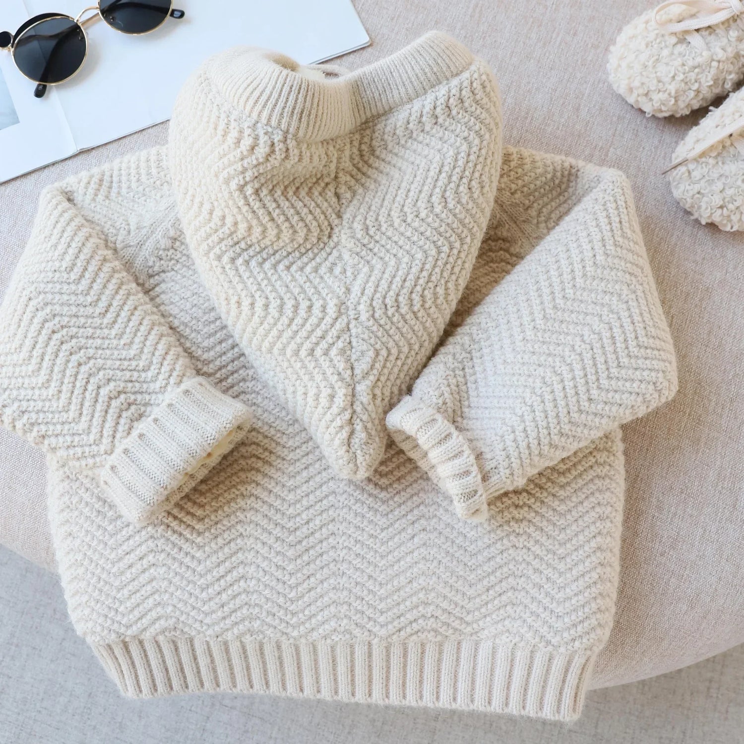 Thick Hooded Fleece Inside Solid Cardigans for Boys and Girls childrensterritory