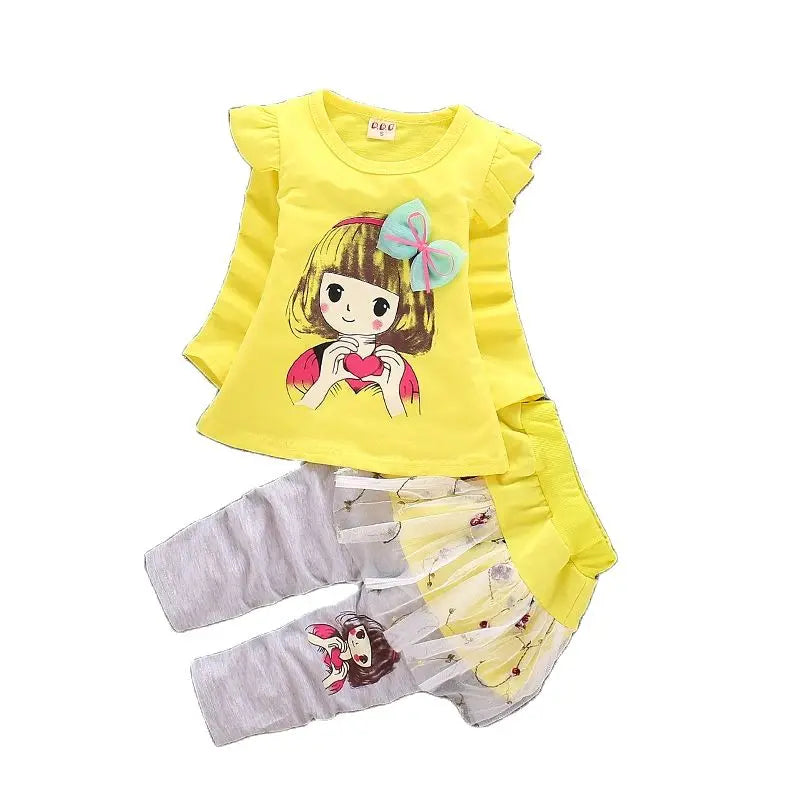 Baby Girls Cute Cartoon Print Sweatshirts + Pants Tracksuit Sets childrensterritory