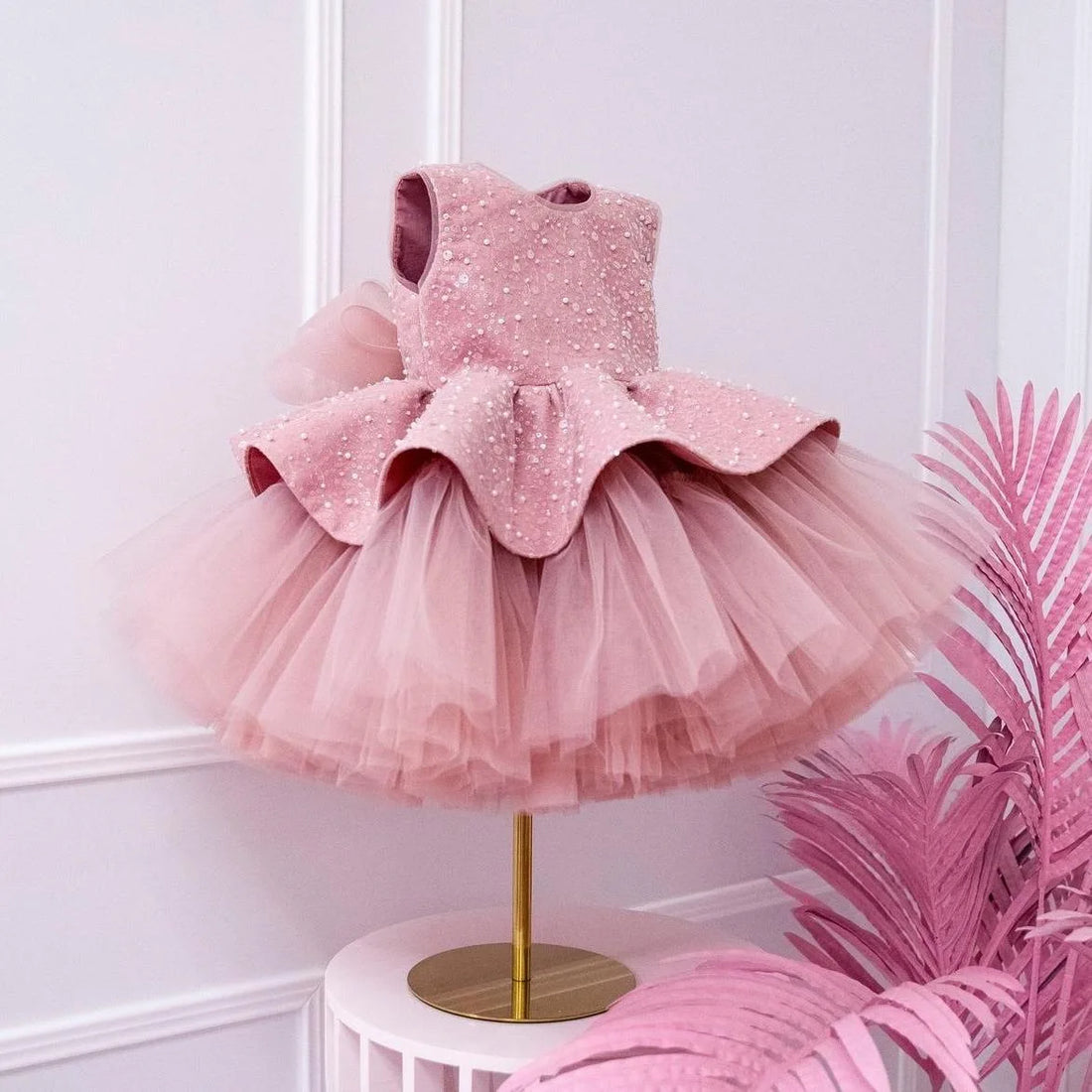 Lalic Beadings Design Tiered Tulle Flower Girl Dresses