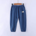 Elastic Waist Solid Color Children Cotton Trousers For Boys Girls