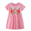 Kids Girls Cartoon Embroidered Summer Dresses childrensterritory