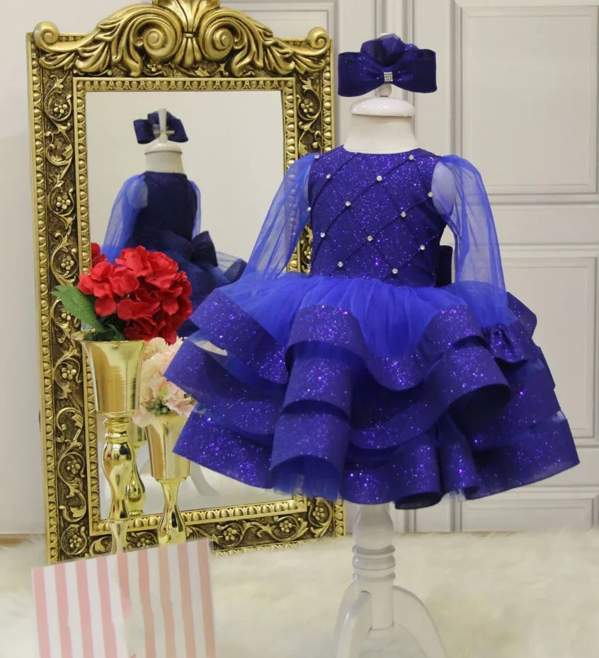 Puffy Tulle with Bow Short Flower Girl Dresses for Birthday